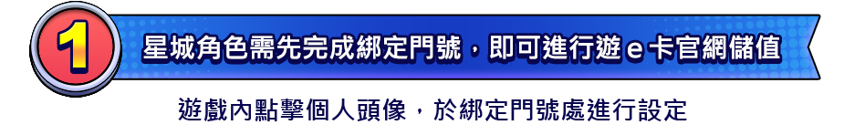 星城角色需先完成綁定門號，即可進行遊e卡官網儲值