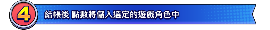 付款完成，星城點數將儲值到你選定的遊戲角色中